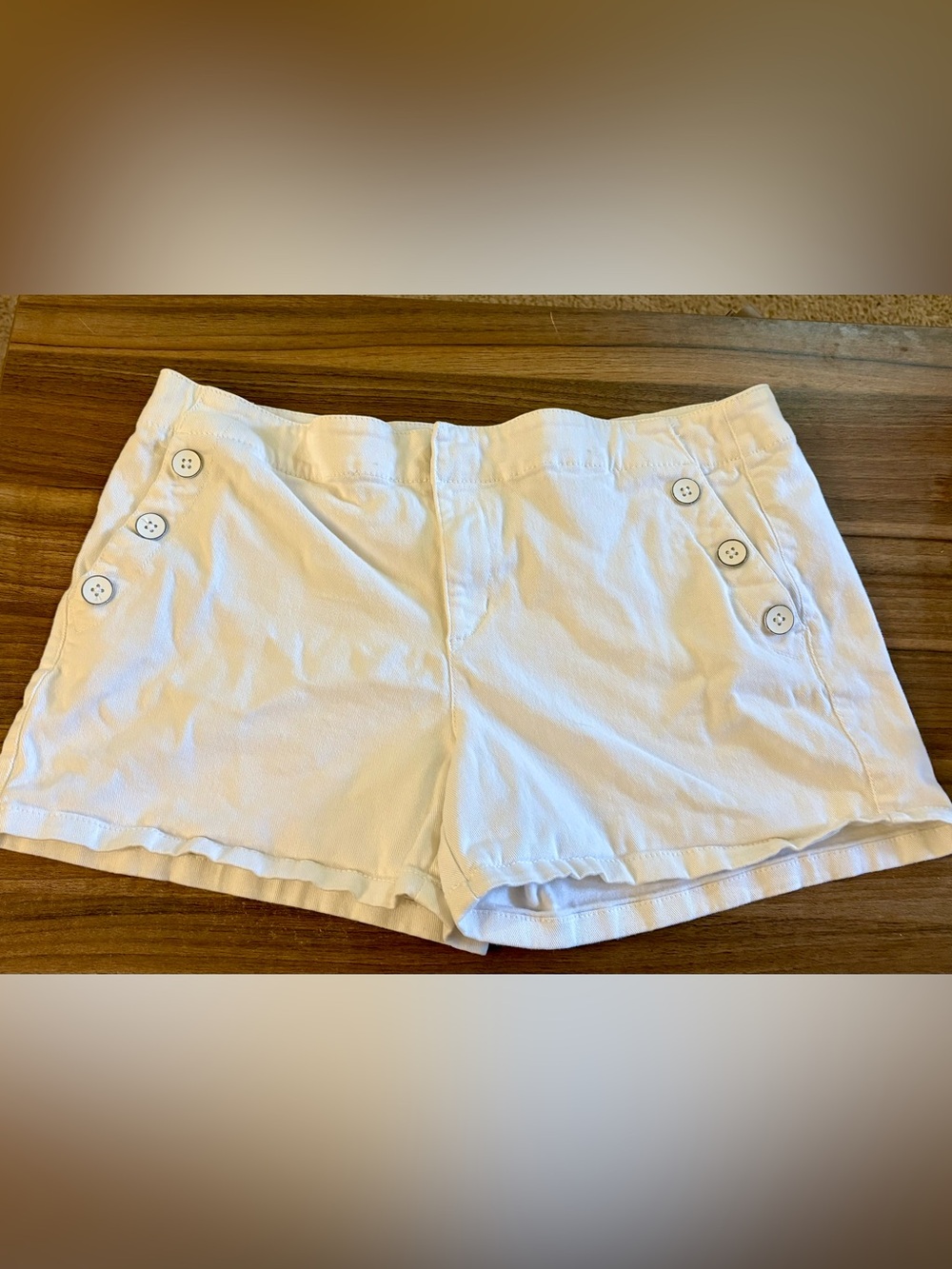 LOFT White Denim Sailor Button Shorts | Size 12 | Classic Summer